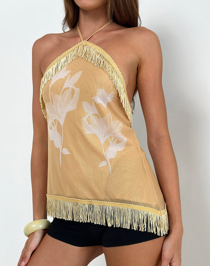 Yellow and White Flower Fringe Top | Howard – motelrocks-com-us