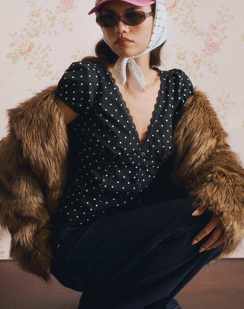 Ilias Corset Top in Basic Polka Black