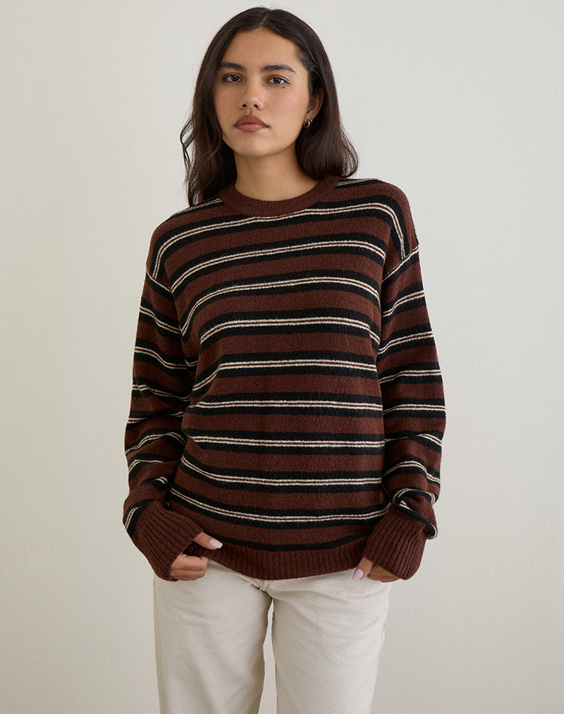 Ishari Jumper in Stripe Brown Multi