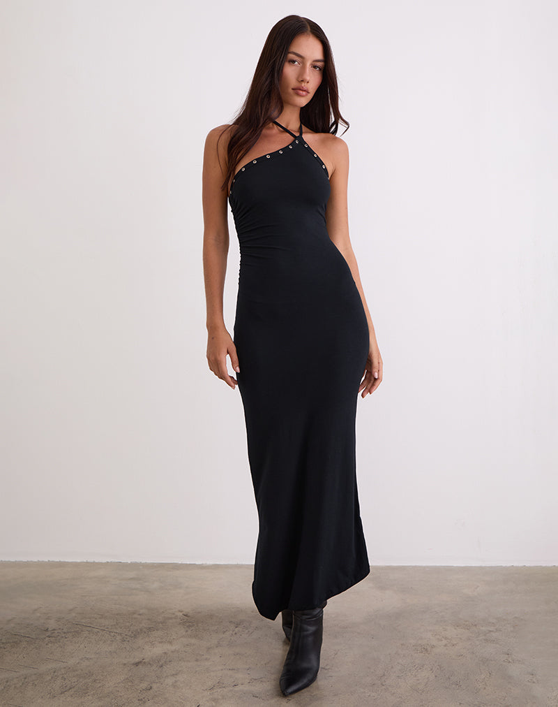 Black with Eyelets Asymmetrical Maxi Dress | Ishikawa motelrocks-com-us Black with Eyelets Asymmetrical Maxi Dress | Ishikawa motelrocks-com-us