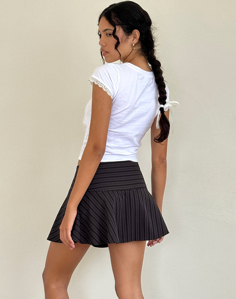 ボーダーミニスカート　stripe mini skirt Pinstripe Black Mini Skirt | Zelian – motelrocks-com-us