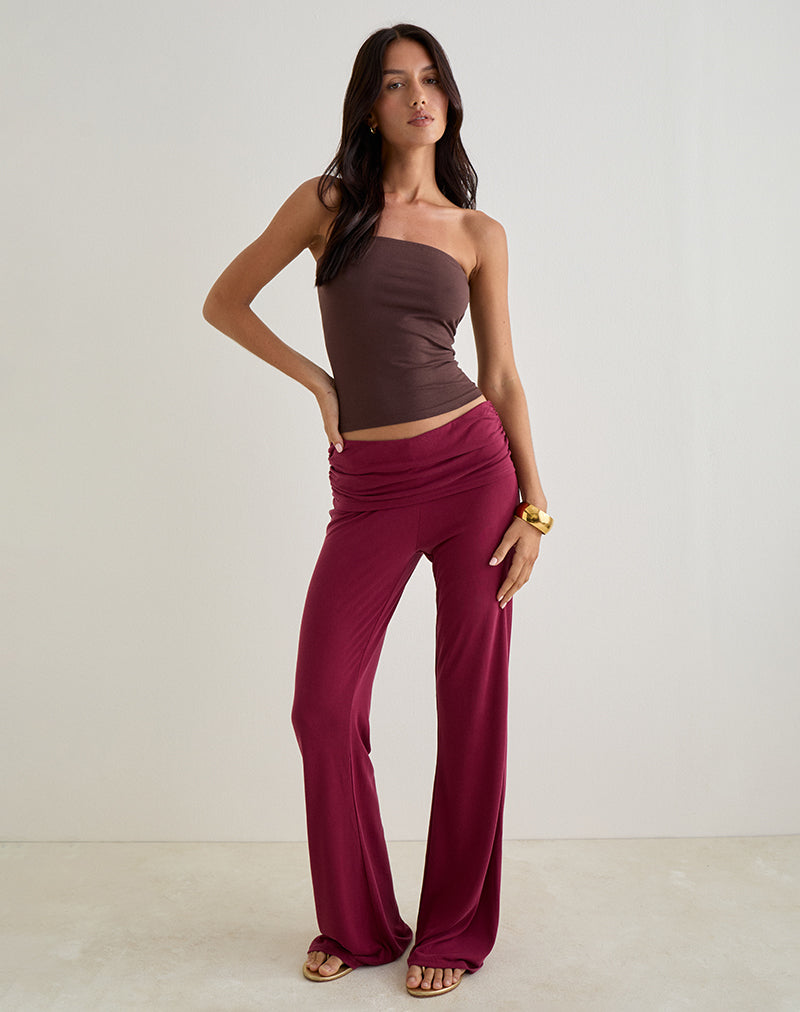 Burgundy Low Rise Flared Trousers | Jacita – motelrocks-com-us