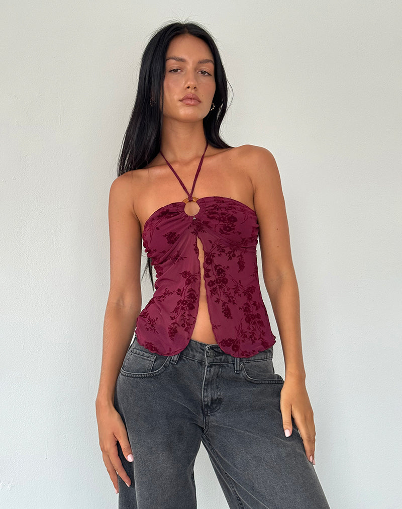 Maroon Red Botanical Flower Top | Janar – motelrocks-com-us Maroon Red Botanical Flower Top | Janar – motelrocks-com-us