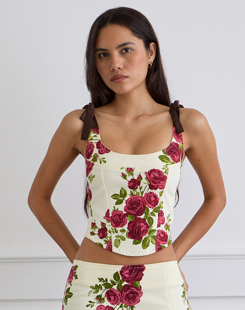Cream Roses Bouquet Corset Top | Jatmi – motelrocks-com-us