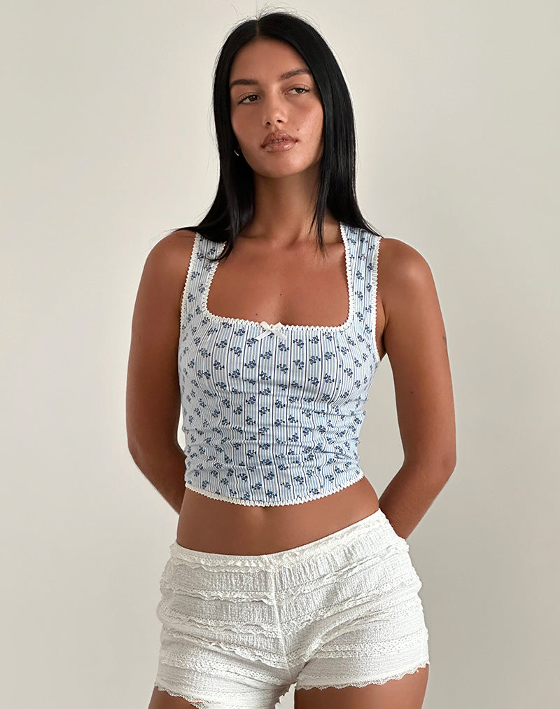 Floral Stripe Corset Top | Jinisia – motelrocks-com-us