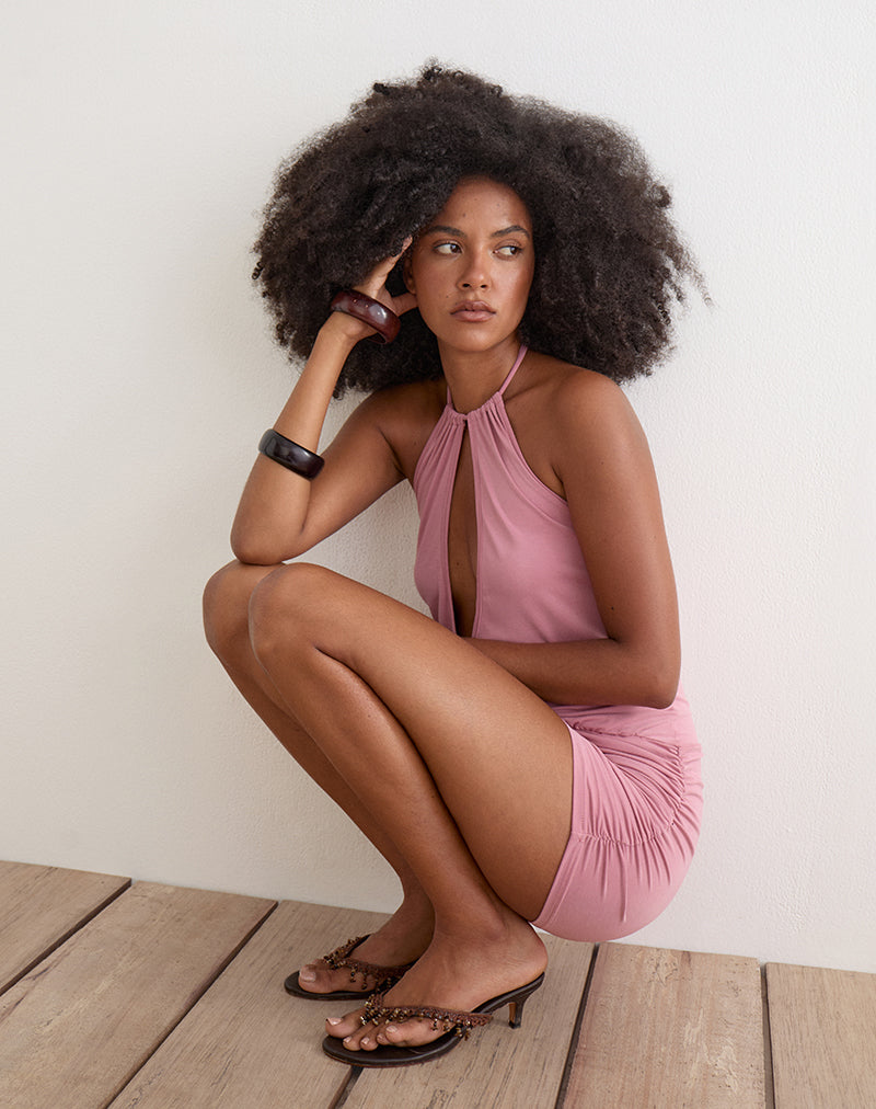 cia mini dress Jolicia Halterneck Mini Dress in Cupro Pink