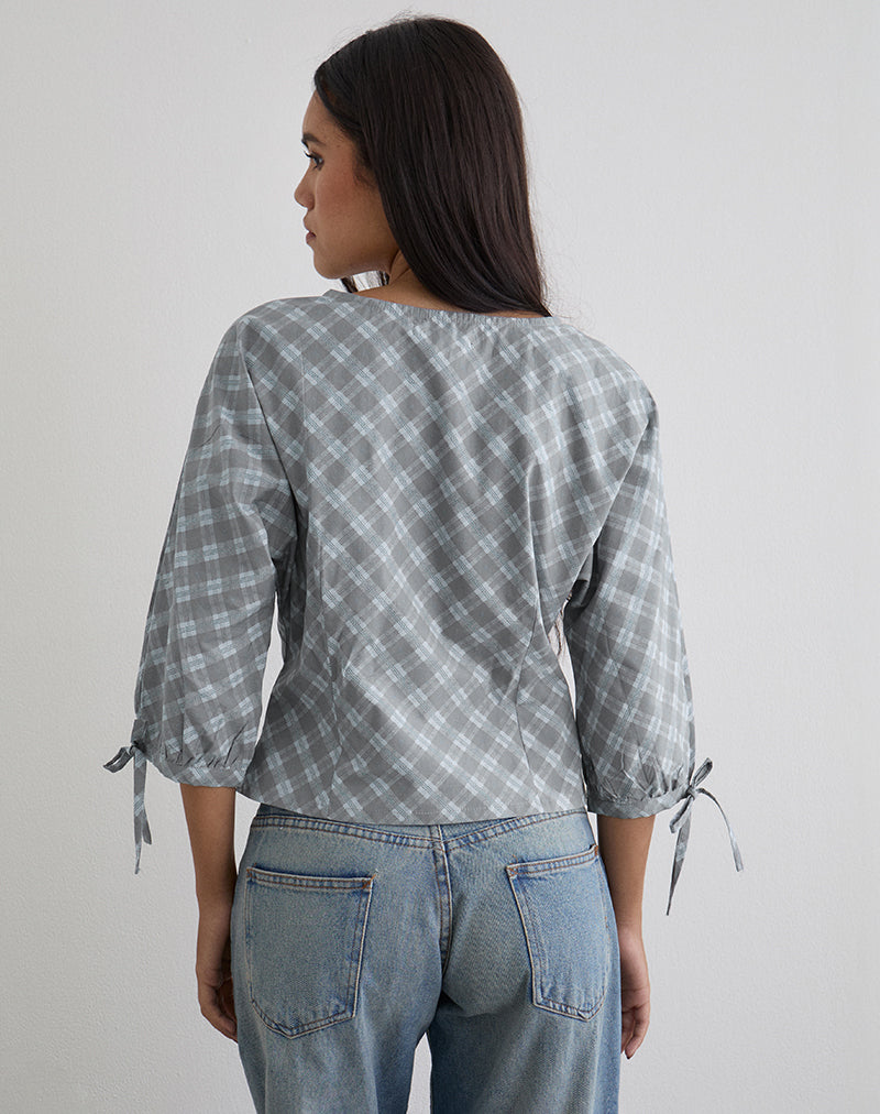 Grey Oblique Check Poplin Shirt | Kadeka – motelrocks-com-us