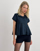 Image of Kaelis Pleated Blouse in Poplin Dark Navy