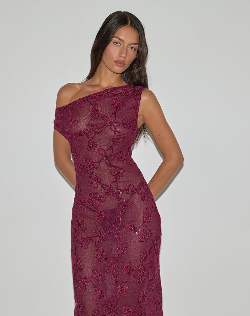 Kaido Midi Dress in Sequin Knit Burgundy Kaido Midi Dress in Sequin Knit Burgundy