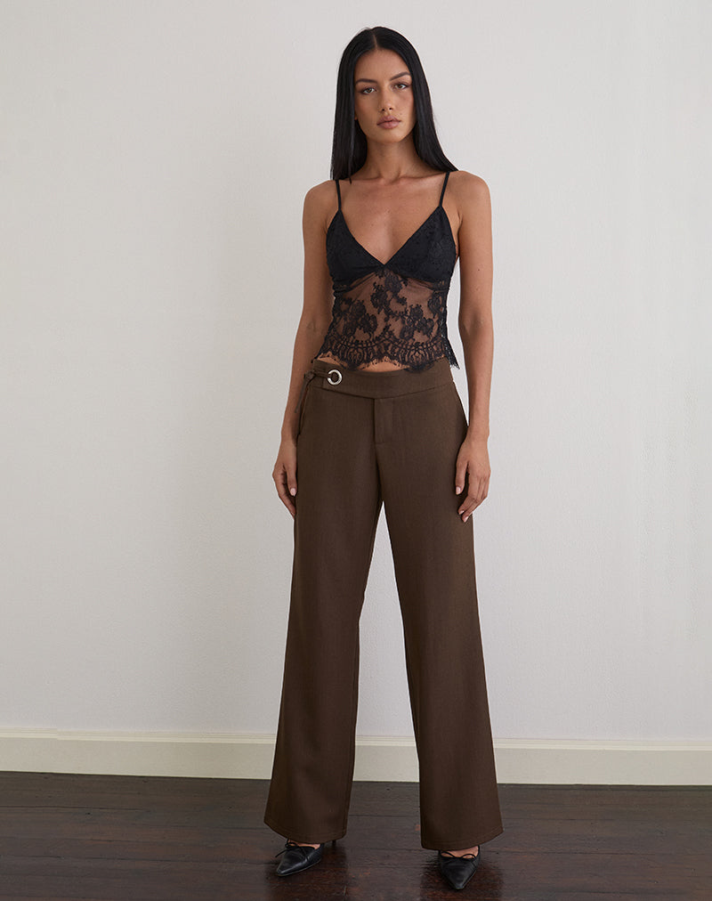 Black Eyelash Lace Plunge Cami Top | Kaika – motelrocks-com-us