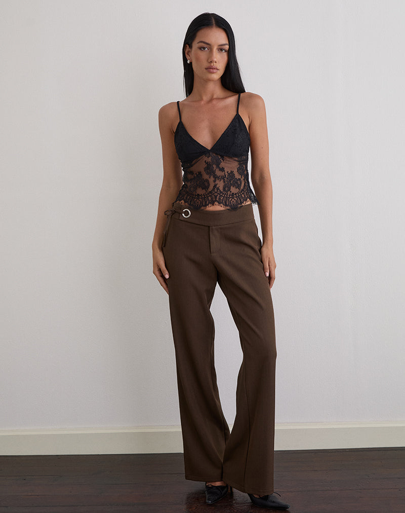 Black Eyelash Lace Plunge Cami Top | Kaika – motelrocks-com-us