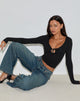 Image of Kamisu Long Sleeve Keyhole Top in Black