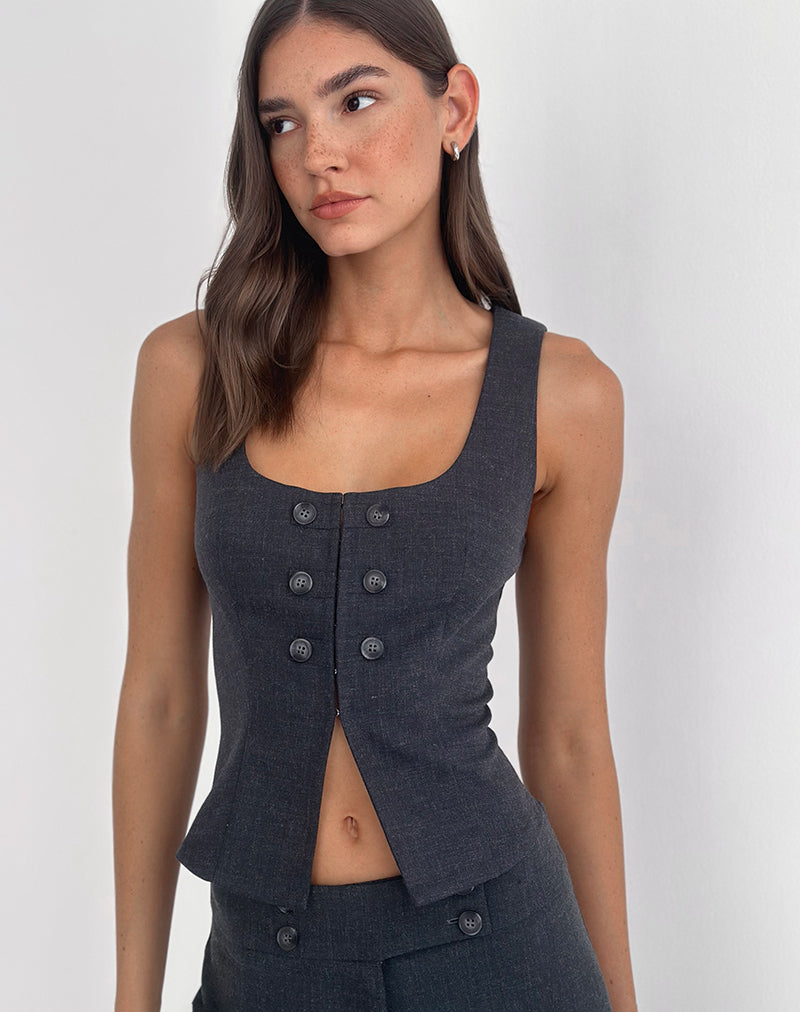 Grey Blue Tailoring Corset Top