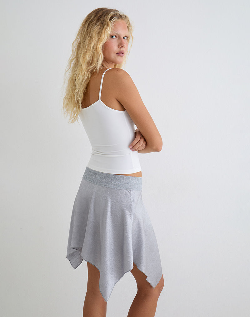 Silver Shimmer Mini Skirt with Lace Trim | Kavaji – motelrocks-com-us