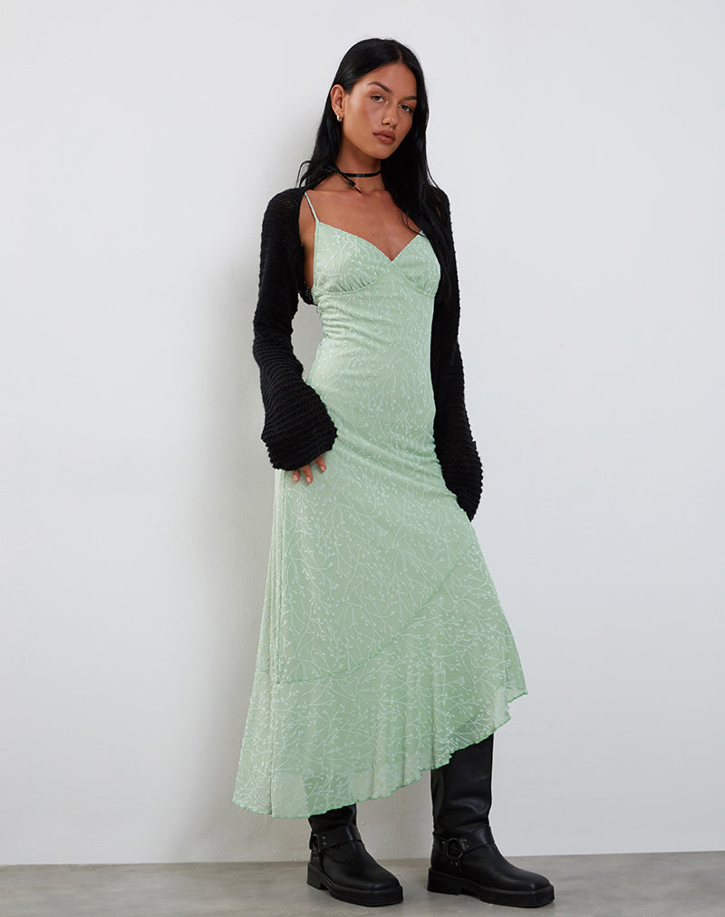 Kavala Midi Dress in Shadow Floral Sage , Asymmetric