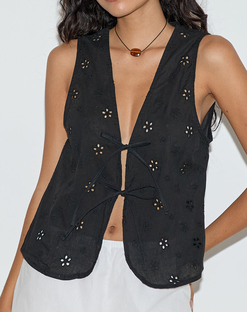 Image of Kayve Top in Flower Broderie Black