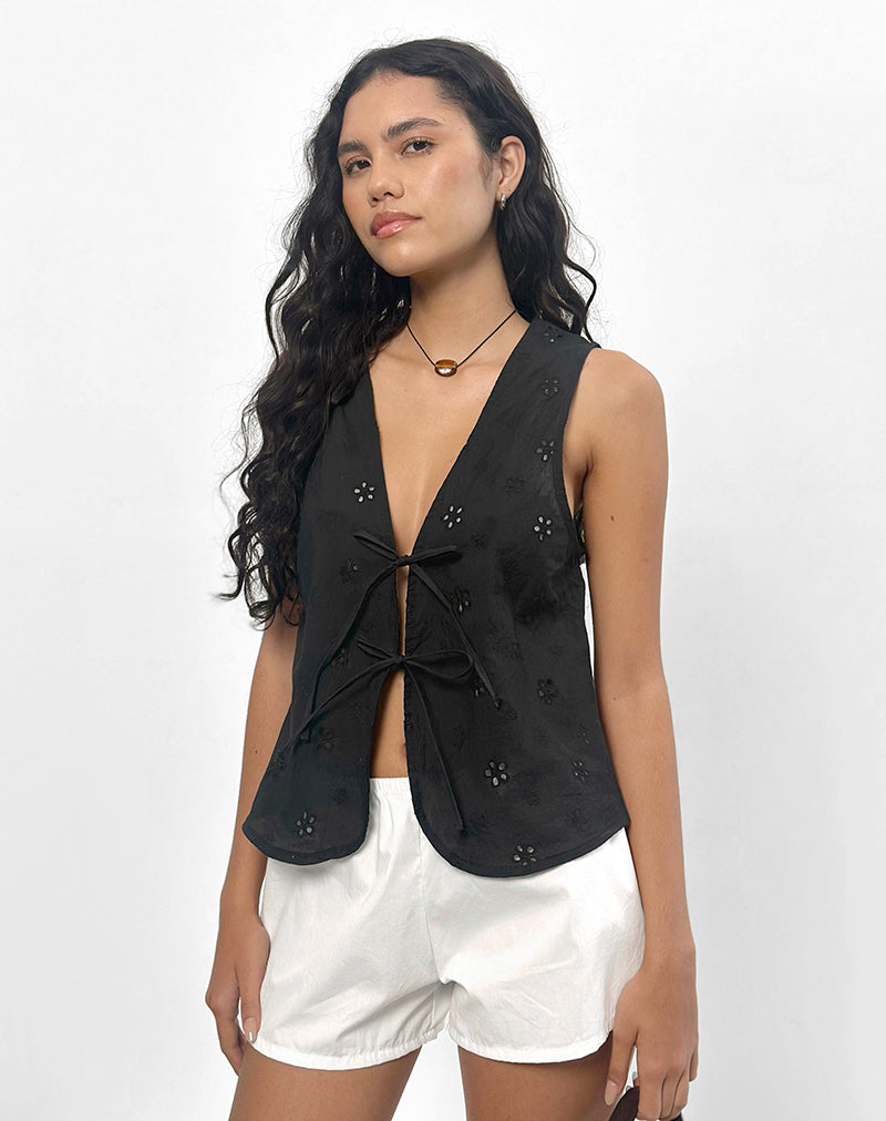 Image of Kayve Top in Flower Broderie Black