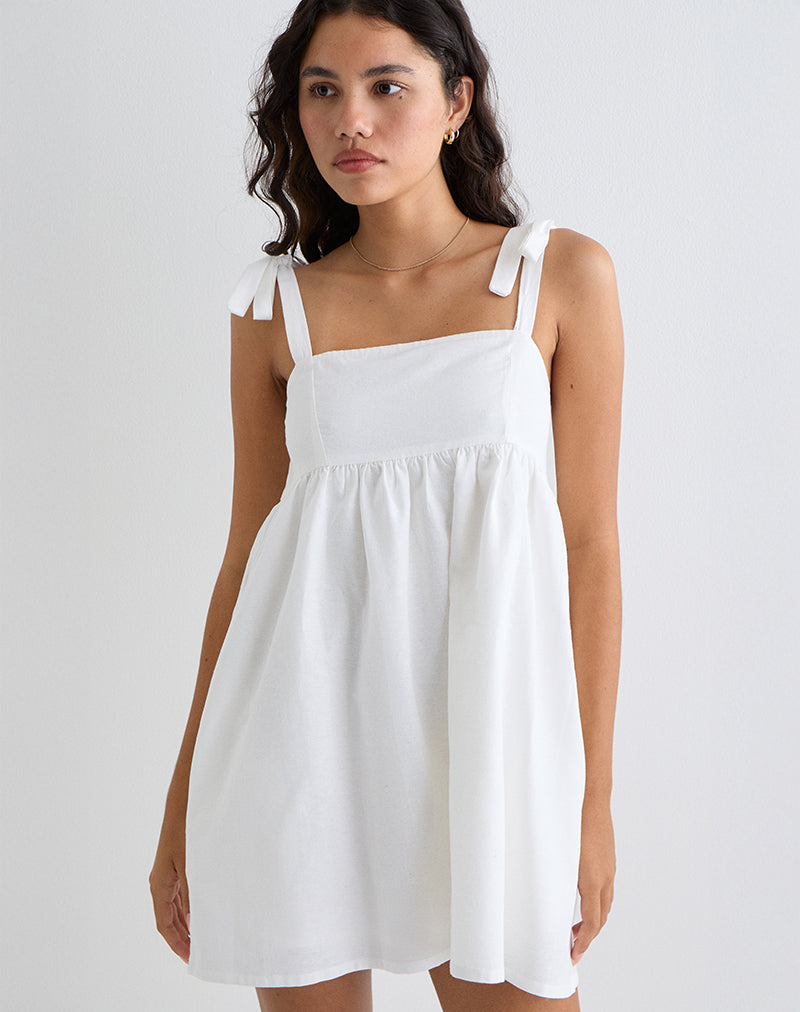 Kayla Square Neck Mini Dress in Linen Ivory Kayla Square Neck Mini Dress in Linen Ivory