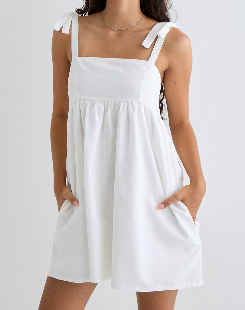 kayla mini dress Kayla Square Neck Mini Dress in Linen Ivory