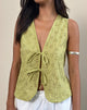 Image of Kayve Tie-Front Top in Little Daisy Broderie Lime
