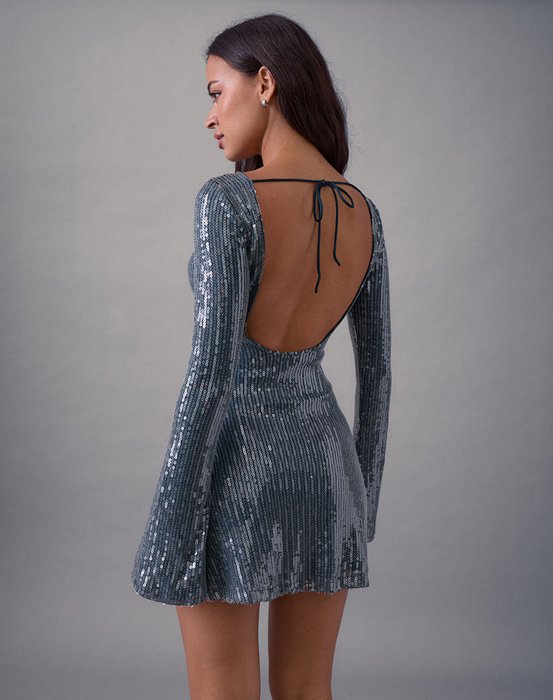 Kimberly Mini Dress in Sequin Dark Teal Kimberly Mini Dress in Sequin Dark Teal