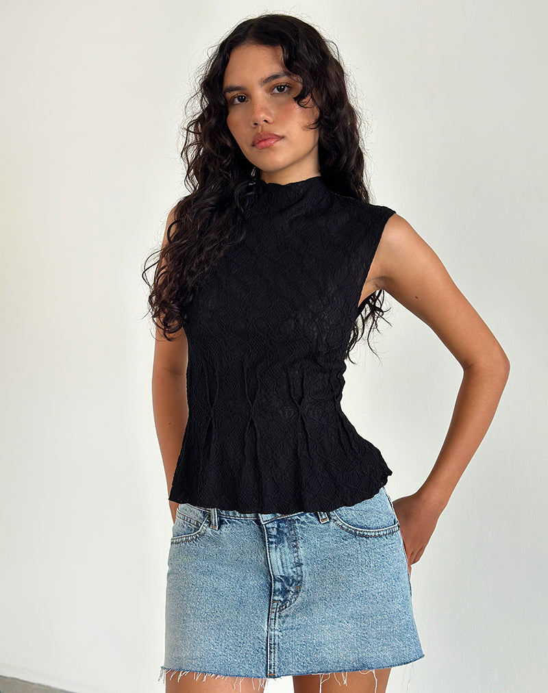Black Textured Top | Kimbra – motelrocks-com-us