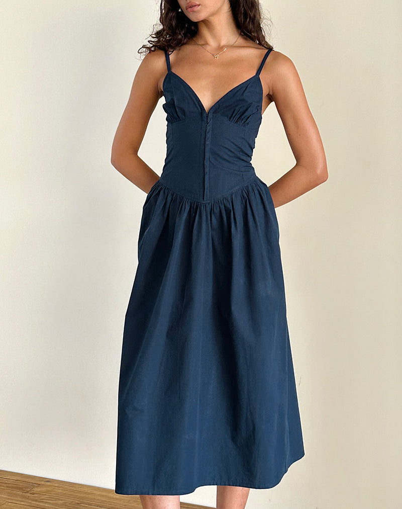 Navy Poplin Maxi Dress | Krista motelrocks-com-us Navy Poplin Maxi Dress | Krista motelrocks-com-us