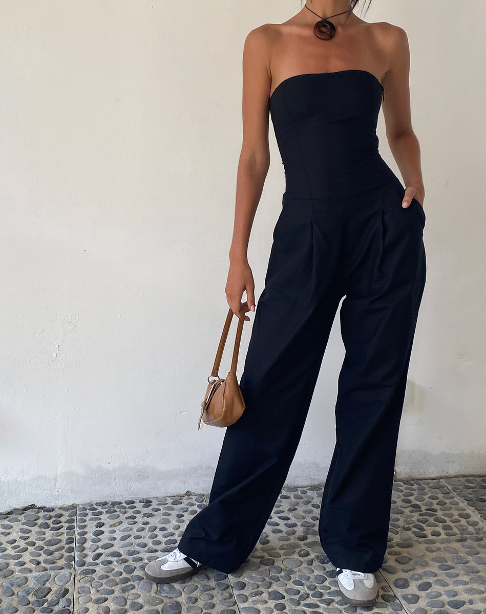 DEMI BLACK BANDEAU JUMPSUIT