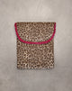 Image of Laptop Bag in Leopard Print with Red Frill