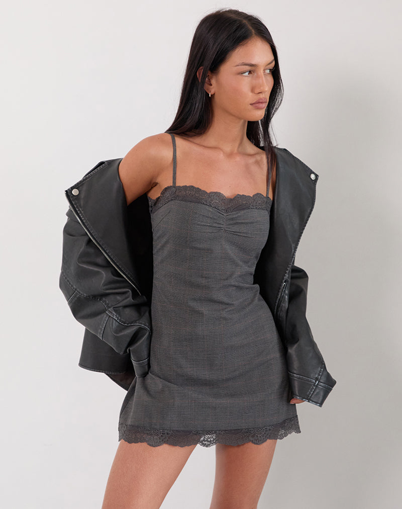 Grey Check Tailored Cami Mini Dress | Larna – motelrocks-com-us