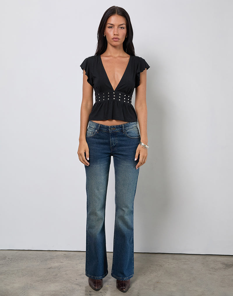 Black Jersey Frill Top with Studs | Leisma – motelrocks-com-us Black Jersey Frill Top with Studs | Leisma – motelrocks-com-us