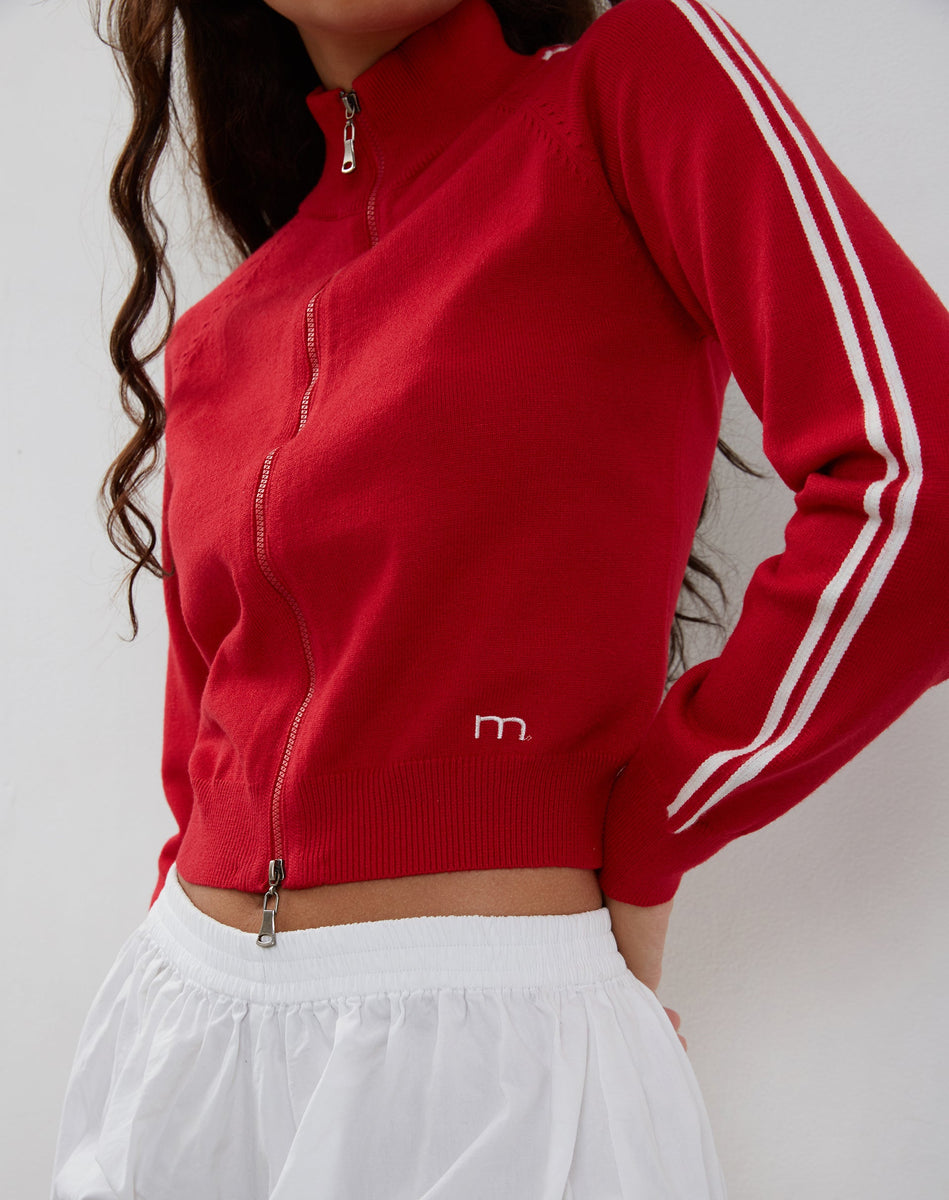 Sport-Tek Men's True Red/ White Sleeve Stripe Pullover