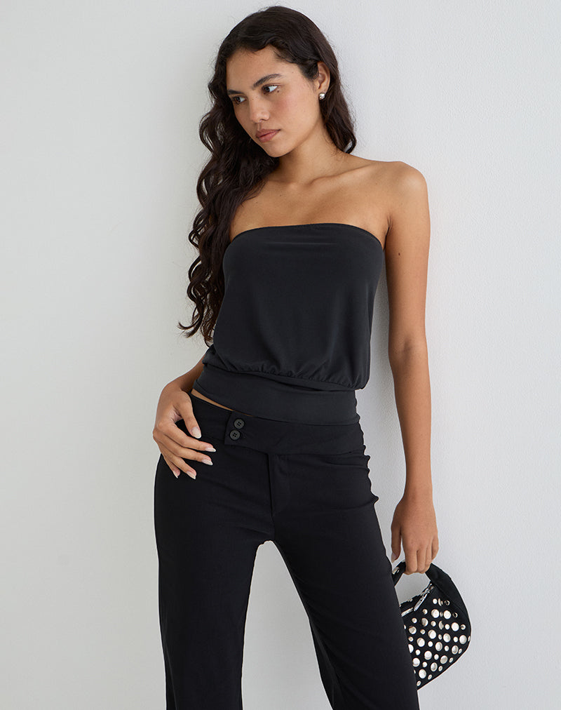 Black Cupro Bandeau Top | Leocadia – motelrocks-com-us