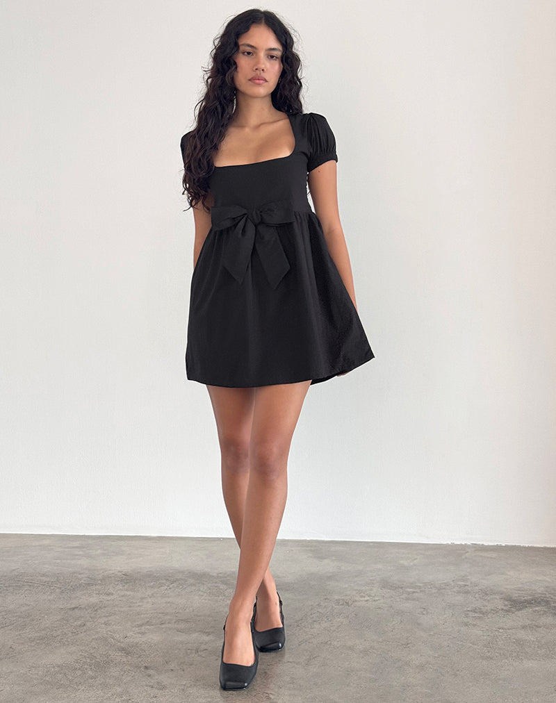 Leshiana Mini Dress in Poplin Black Leshiana Mini Dress in Poplin Black