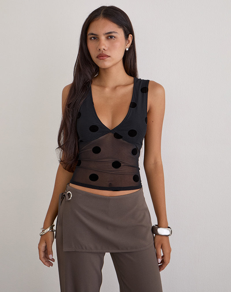 Black Big Polka Top | Lihat – motelrocks-com-us
