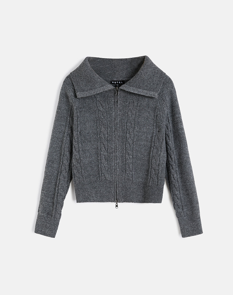 Lilena Zip Jumper in Knit Dark Shadow
