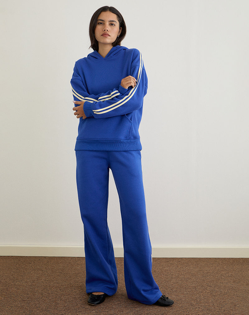 Cobalt Blue with Buttermilk Yellow Binding Tracksuit Bottoms | Oze