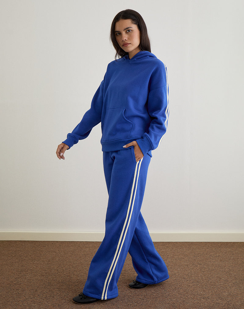 Cobalt Blue with Buttermilk Yellow Binding Tracksuit Bottoms | Oze