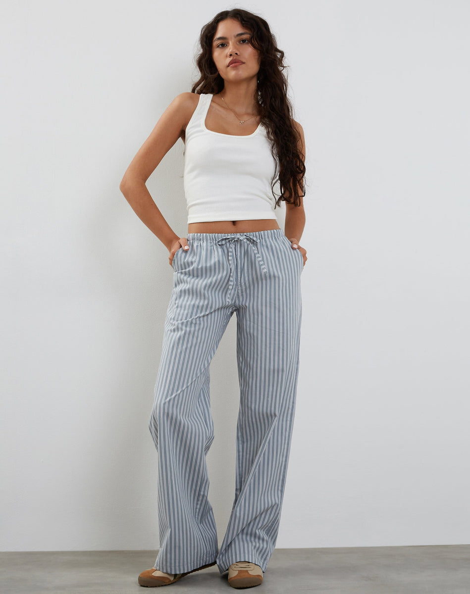 Lirura Trouser in Poplin Oblique Check Grey