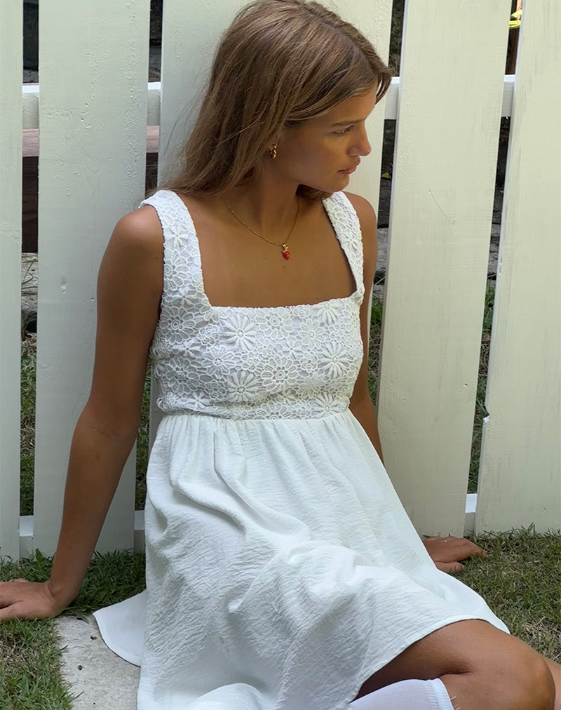 motel rocks white mini dress Liselotte Mini Dress in Ivory