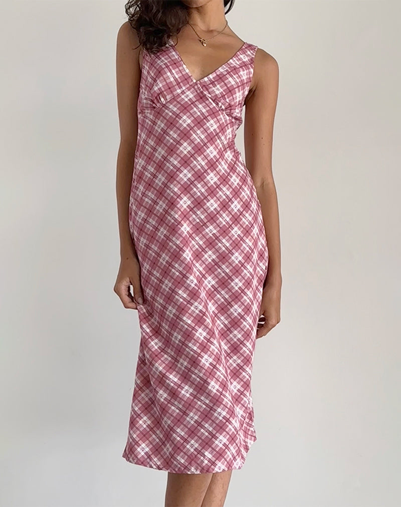 Liva Midi Dress in Pink Tartan Liva Midi Dress in Pink Tartan