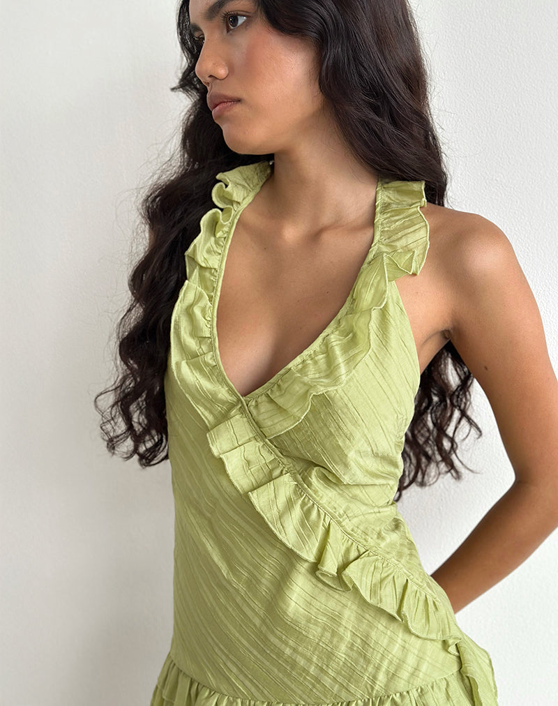 green stripe mini dress 100% Cotton Olive Green Stripe Mini Dress - All Dresses main image 0