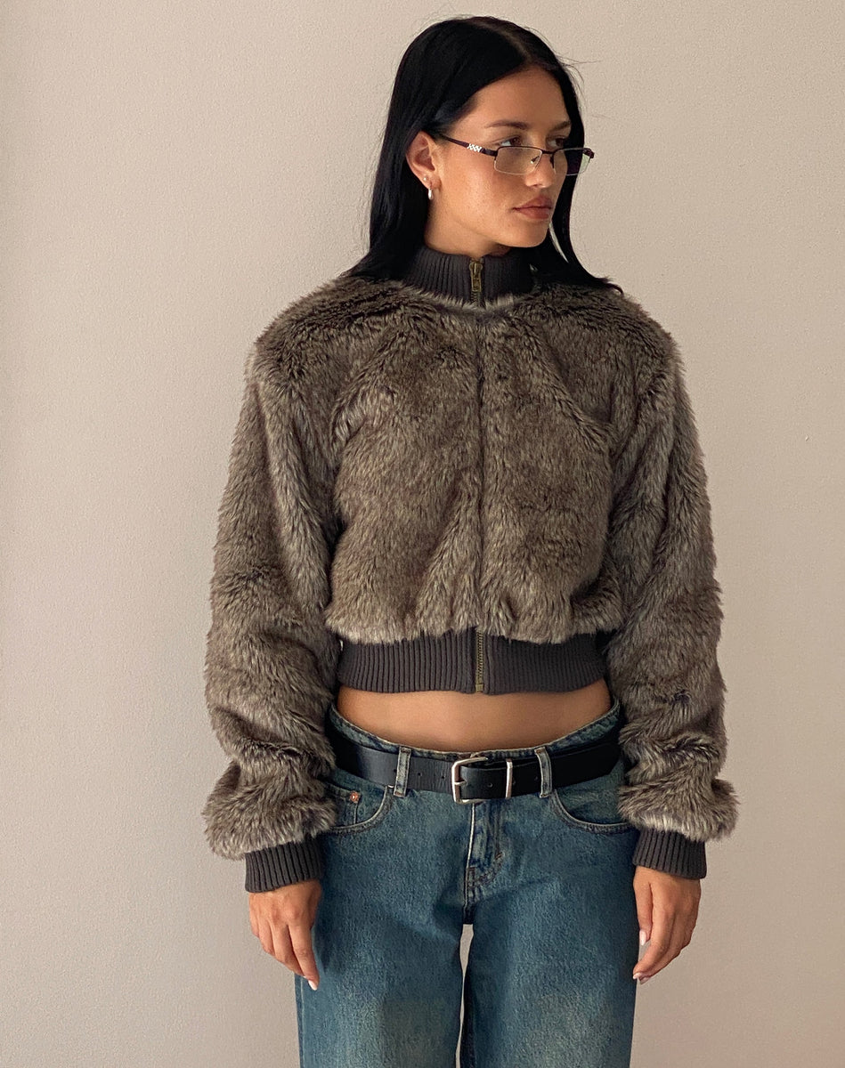 Corvia-M Faux Fur Jakke - Brown Shadow