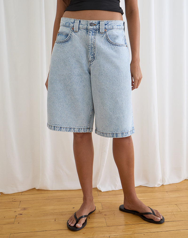 Blue 80's Light Wash Low Rise Denim Shorts | Skater – motelrocks