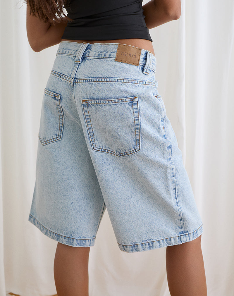 Blue 80's Light Wash Low Rise Denim Shorts | Skater – motelrocks