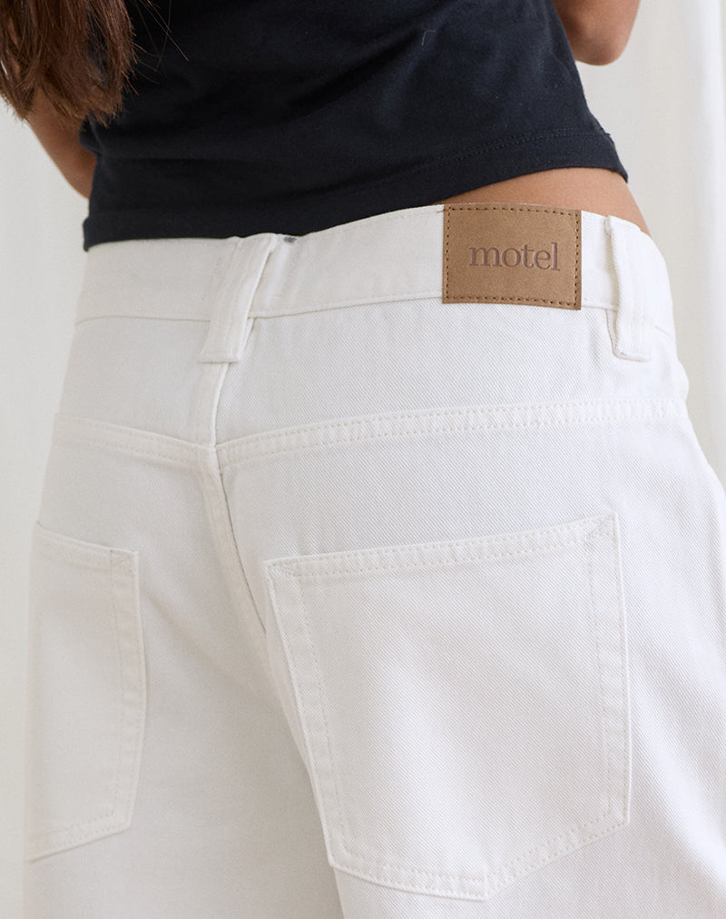 True White Oversized Longline Denim Skater Shorts | Skater