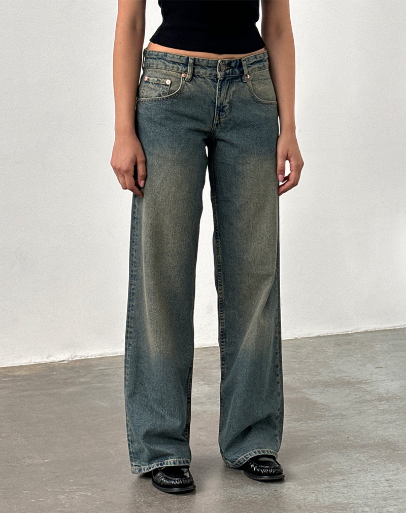 Brown Blue Acid Low Rise Straight Jeans | Parallel – motelrocks-com-us