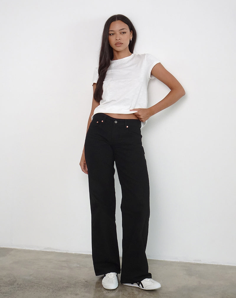 Black Low Rise Straight Leg Jeans | Parallel – motelrocks-com-us