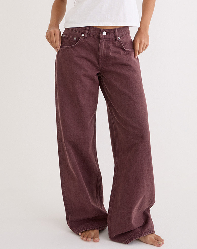 Burgundy Low Rise Jeans | Roomy – motelrocks-com-us