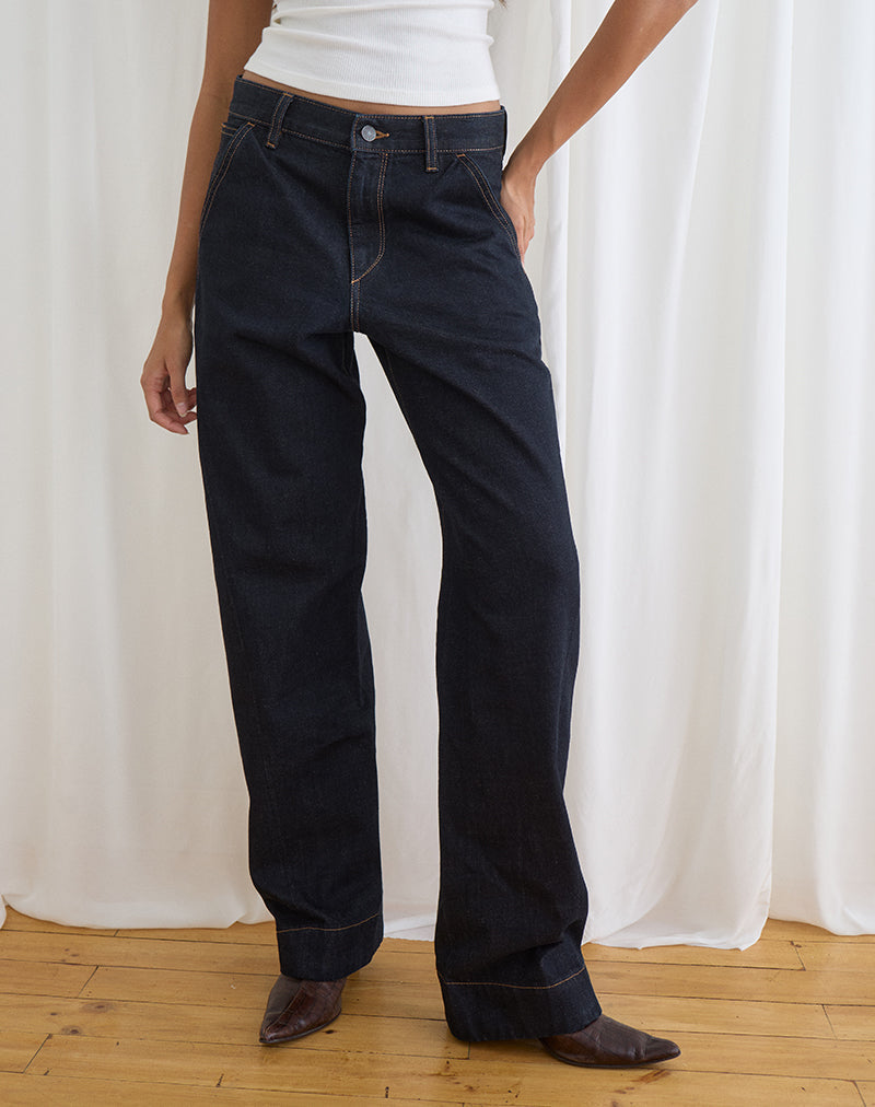 Indigo Low Rise Jeans | Cinch Twisted Seam – motelrocks-com-us